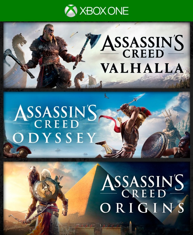 Paquete de Assassins Creed Valhalla mas Assassins Odyssey Assassins Creed Origins - XBOX ONE | Juegos Panama | Venta de juegos Digitales PS3 PS4 Ofertas