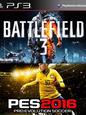 2 JUEGOS EN 1 DE BATTLEFIELD 3+ PRO EVOLUTION SOCCER 2016 PS3